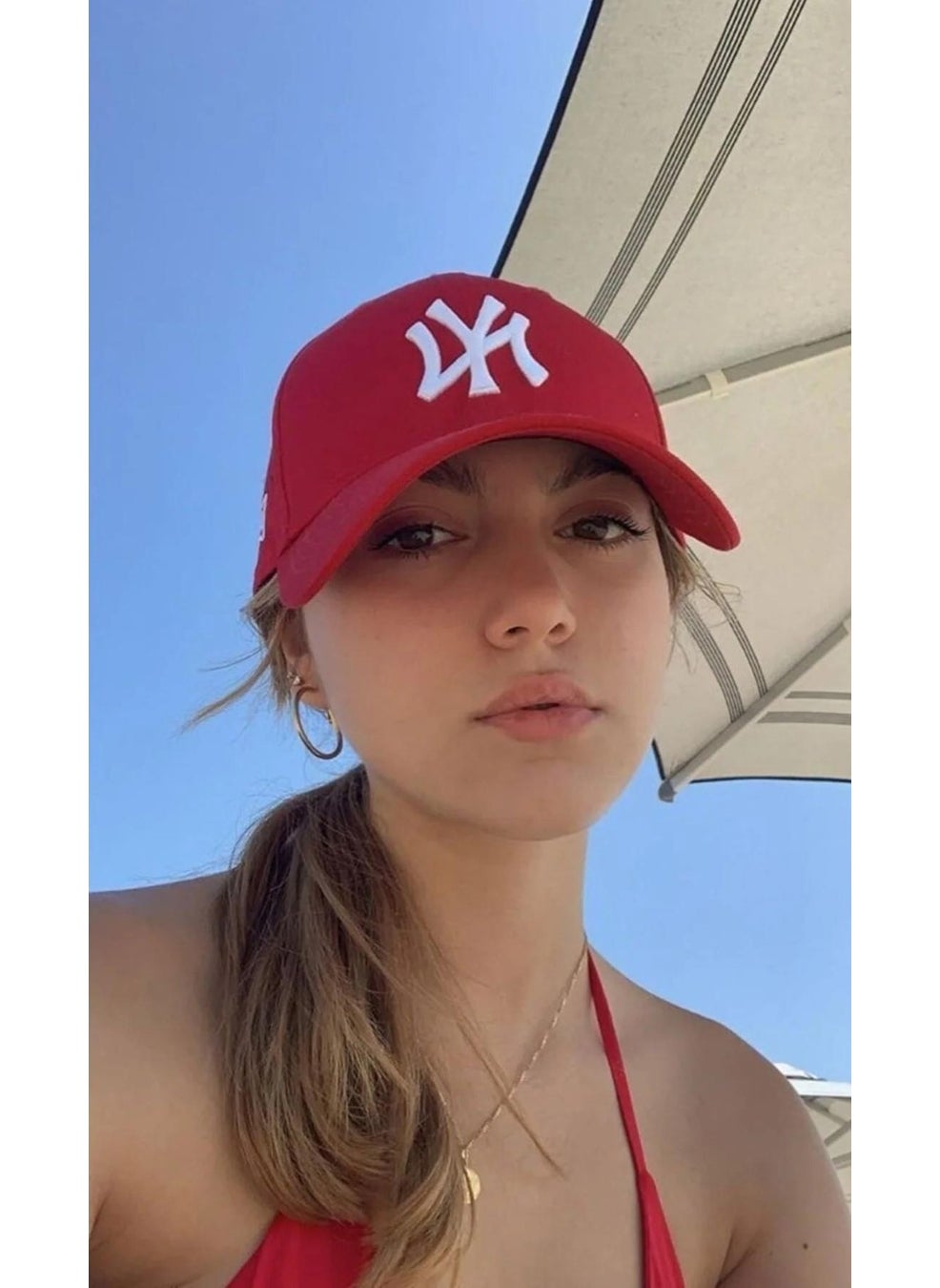 Takı Dükkanı Jewelry Shop White Embroidered Red NY Cap Unisex Hat cp220  - Image 4
