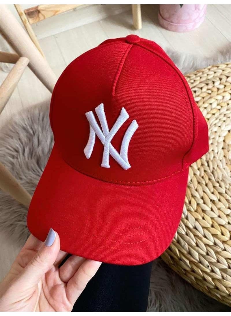 Takı Dükkanı Jewelry Shop White Embroidered Red NY Cap Unisex Hat cp220  - Image 3