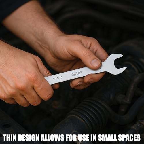 Grip 7 pc Super Thin Open End Wrench Set - 1/8" Thickness - Sizes: 3/8" x 7/16", 1/2" x 9/16", 5/8" x 11/16", 3/4" x 13/16", 7/8" x 15/16", 1" x 1-1/16", 1-1/8" x 1-1/4" - Roll Up Storage Pouch - Image 5