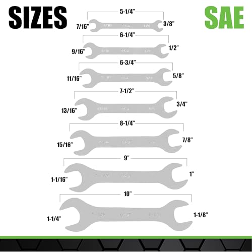 Grip 7 pc Super Thin Open End Wrench Set - 1/8" Thickness - Sizes: 3/8" x 7/16", 1/2" x 9/16", 5/8" x 11/16", 3/4" x 13/16", 7/8" x 15/16", 1" x 1-1/16", 1-1/8" x 1-1/4" - Roll Up Storage Pouch - Image 3