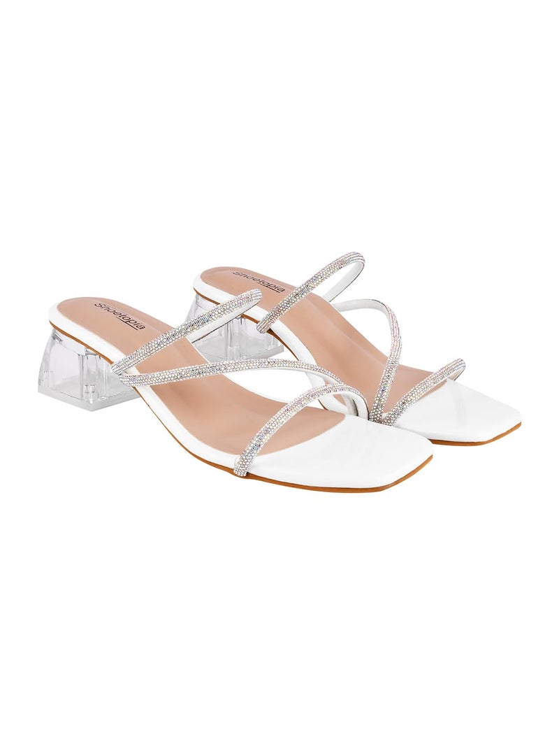 Shoetopia Women's Stiletto Heel Sandal/White /EU41 / UK8 - Image 4