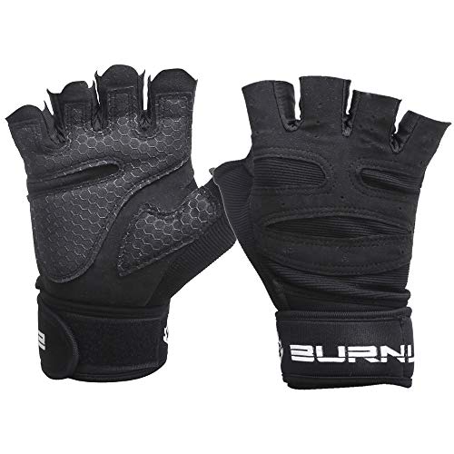 Burnlab Gym Gloves with Wrist Support (Black, Medium) - Image 2