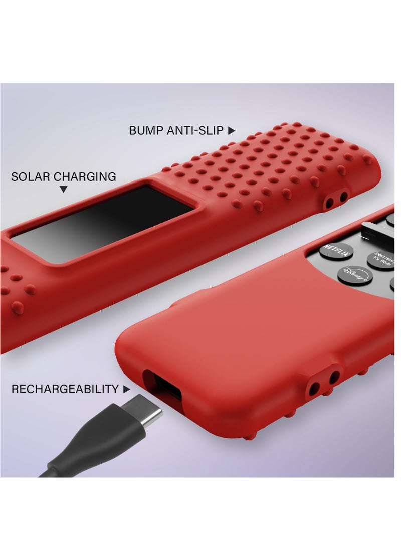 Excefore غطاء حماية سيليكون مع حبل لتلفزيون سامسونج الذكي 2023 يعمل بالطاقة الشمسية، BN59-01432 BN59-01436B BN59-01392B TM2360E TM2360F، أحمر - Image 4