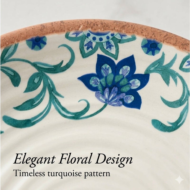 TarHong Dinner Plate Rio Turquoise Floral 26.7cm – Durable Melamine Serving Plate, Break Resistant Dinner Plate for Home, Outdoor, Picnic & Party Use, Lightweight Dishwasher Safe Tableware - Image 3
