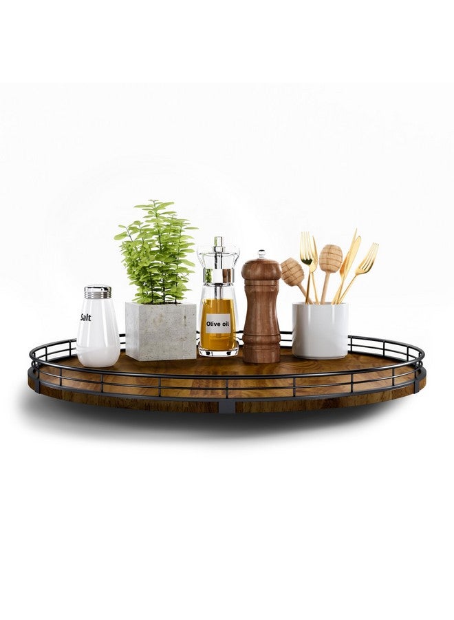 AMH Farmhouse Oak 18" Lazy Susan Turntable Organizer for Cabinet, Round Wooden Lazy Susan Organization and Storage for Dining Table, Pantry, Kitchen, Countertop, Cupboard,Home Decor, Walnut Wood (18")  - Image 1
