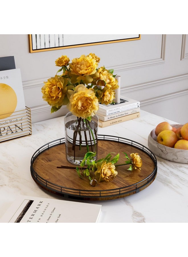AMH Farmhouse Oak 18" Lazy Susan Turntable Organizer for Cabinet, Round Wooden Lazy Susan Organization and Storage for Dining Table, Pantry, Kitchen, Countertop, Cupboard,Home Decor, Walnut Wood (18")  - Image 3