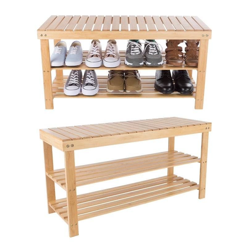 Mugath 3Tier Bamboo Shoe RackOrganizer Stylish Wooden Space Saving Shoe Storage StandShelfTower Free Standing for Entryway Free Standing Shoe Rack for Home and Entryway - Image 4