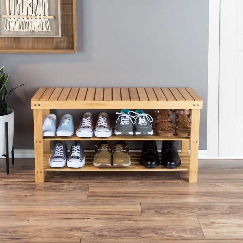 Mugath 3Tier Bamboo Shoe RackOrganizer Stylish Wooden Space Saving Shoe Storage StandShelfTower Free Standing for Entryway Free Standing Shoe Rack for Home and Entryway - Image 5