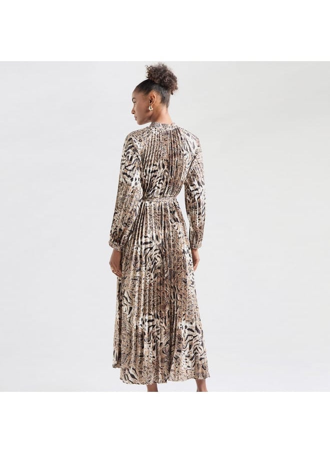 FAV - All-Over Print Maxi Shirt Dress with Long Sleeves - Image 1