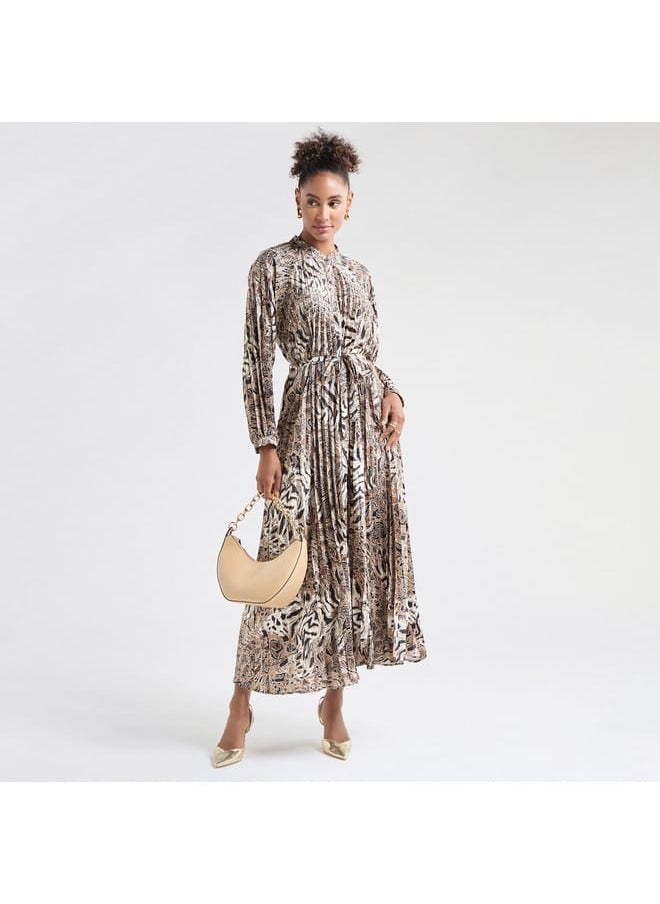 FAV - All-Over Print Maxi Shirt Dress with Long Sleeves - Image 1
