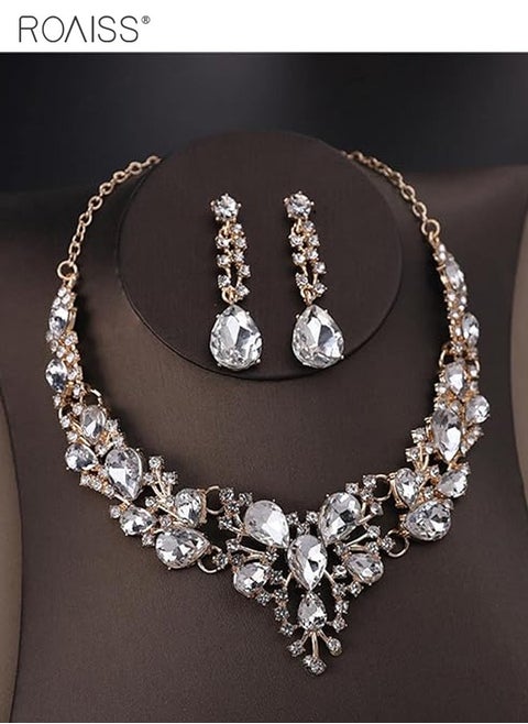 2 Pieces Of Haoshi Bride Jewelry Fashion Atmosphere Full Diamond Banquet Jewelry Silver Evening Dress Accessories