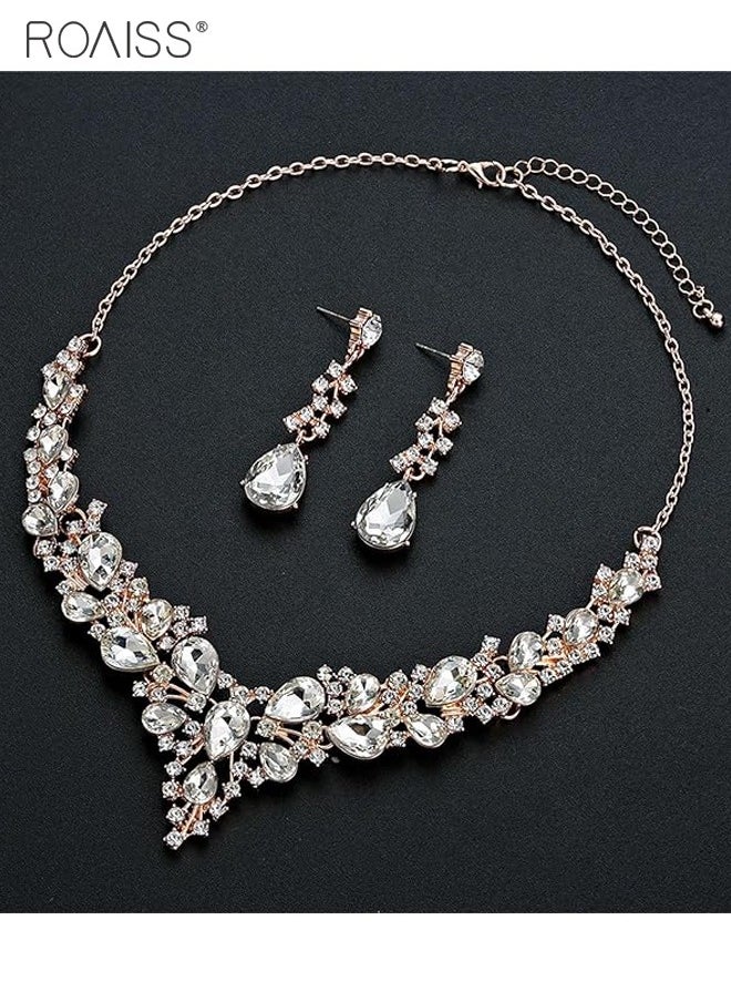 roaiss - 2 Pieces Of Haoshi Bride Jewelry Fashion Atmosphere Full Diamond Banquet Jewelry Silver Evening Dress Accessories - Image 1