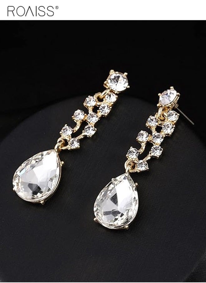 roaiss - 2 Pieces Of Haoshi Bride Jewelry Fashion Atmosphere Full Diamond Banquet Jewelry Silver Evening Dress Accessories - Image 1