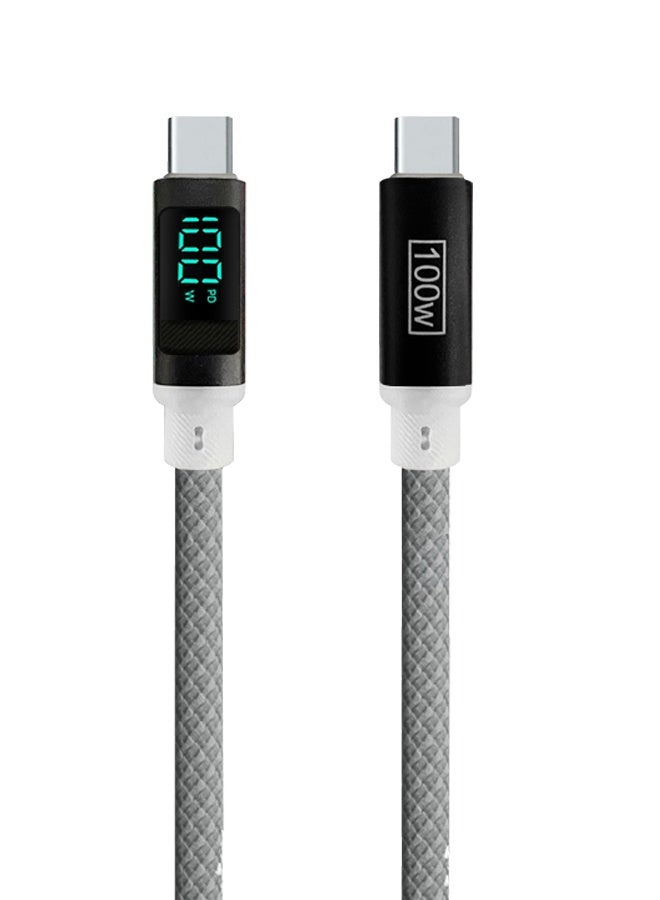 100W Fast Charging Cable USB-C to USB-C â€“ Built-in Power Display, PD 3.0 & Durable Braided Design 1M - Image 1