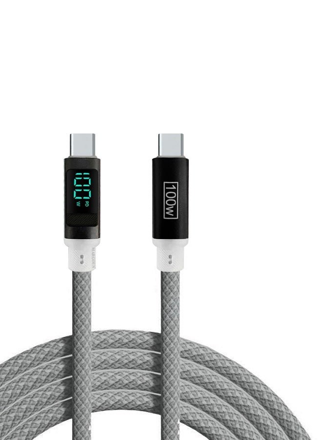 100W Fast Charging Cable USB-C to USB-C â€“ Built-in Power Display, PD 3.0 & Durable Braided Design 1M - Image 2