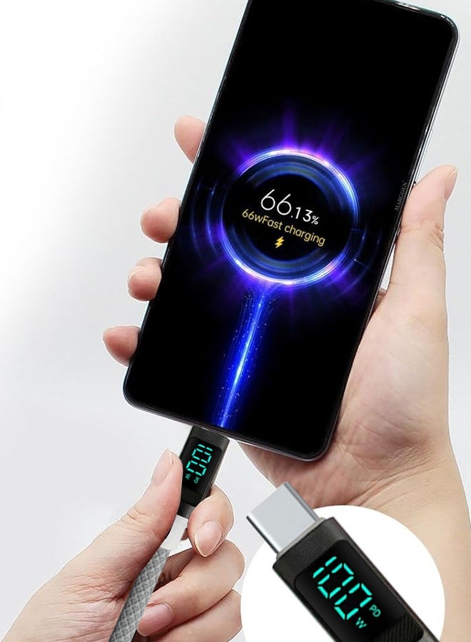 100W Fast Charging Cable USB-C to USB-C â€“ Built-in Power Display, PD 3.0 & Durable Braided Design 1M - Image 4