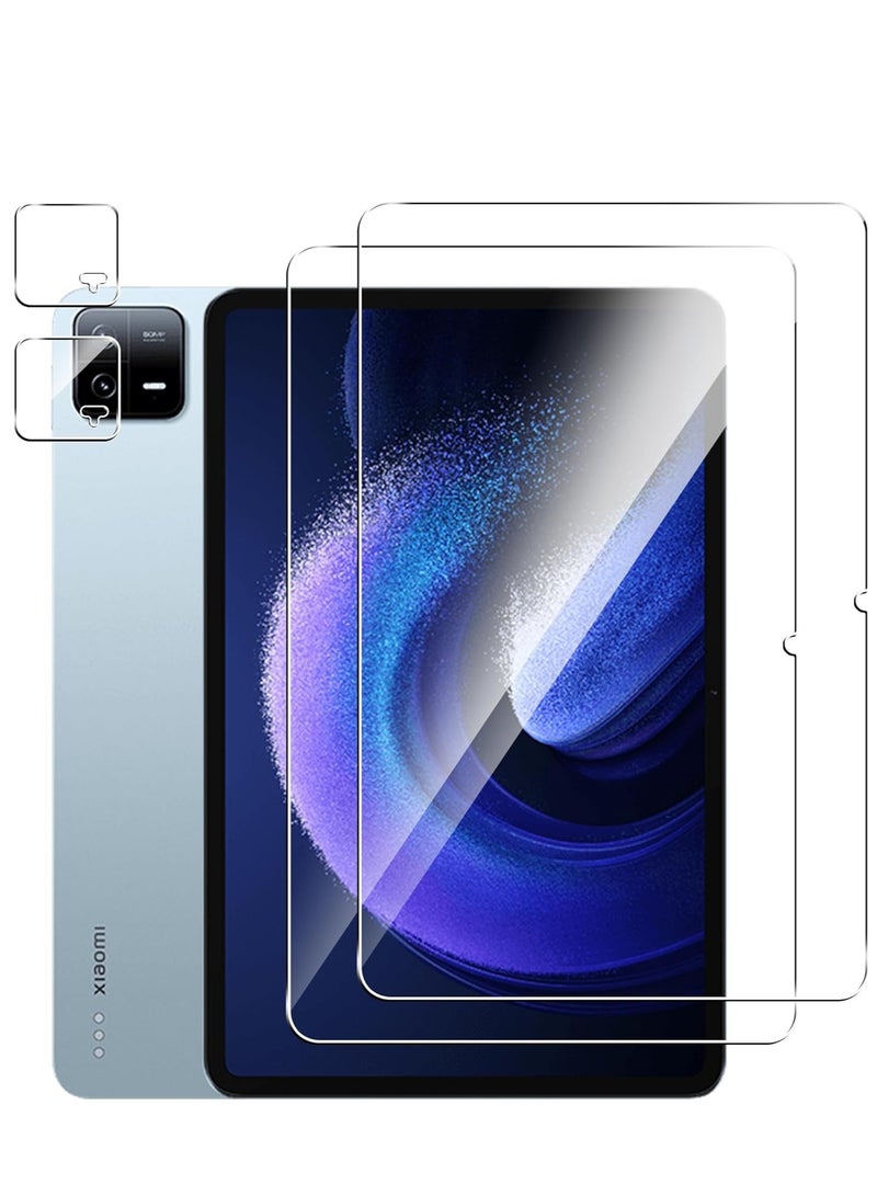 2 Pack Screen Protector for Xiaomi Pad 6/6 Pro 11 inch with 2 Pack Camera Lens Protector,9H Hardness, Anti-Scratch, Tempered Glass flim, Case Friendly, Anti-Fingerprint, Anti-Scratch - Image 1