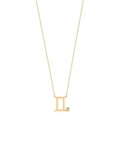 Capri Gold 18K Yellow Gold Gemini Zodiac Sign Necklace with Pearl
