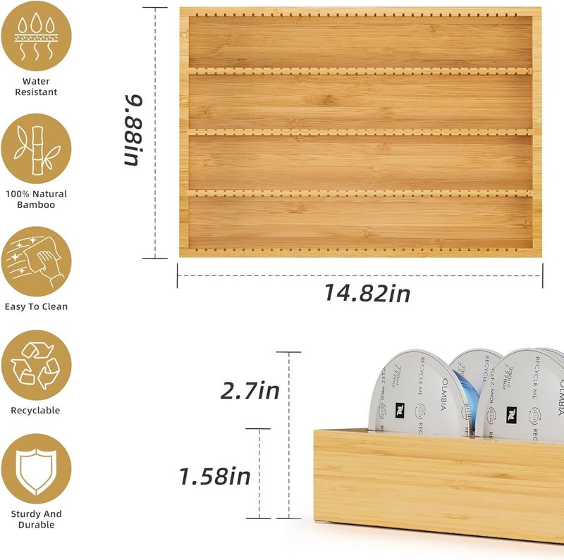 MinBoo Bamboo Coffee Pod Storage Holder Drawer Insert for Counter Compatible Nespresso Vertuo Vertuoline Capsules for Kitchen, Home, Office, Coffee Station - Image 2
