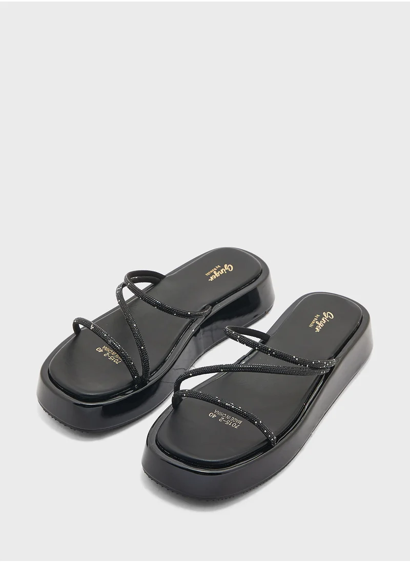 جينجر Diamante Strap Platform Sandal