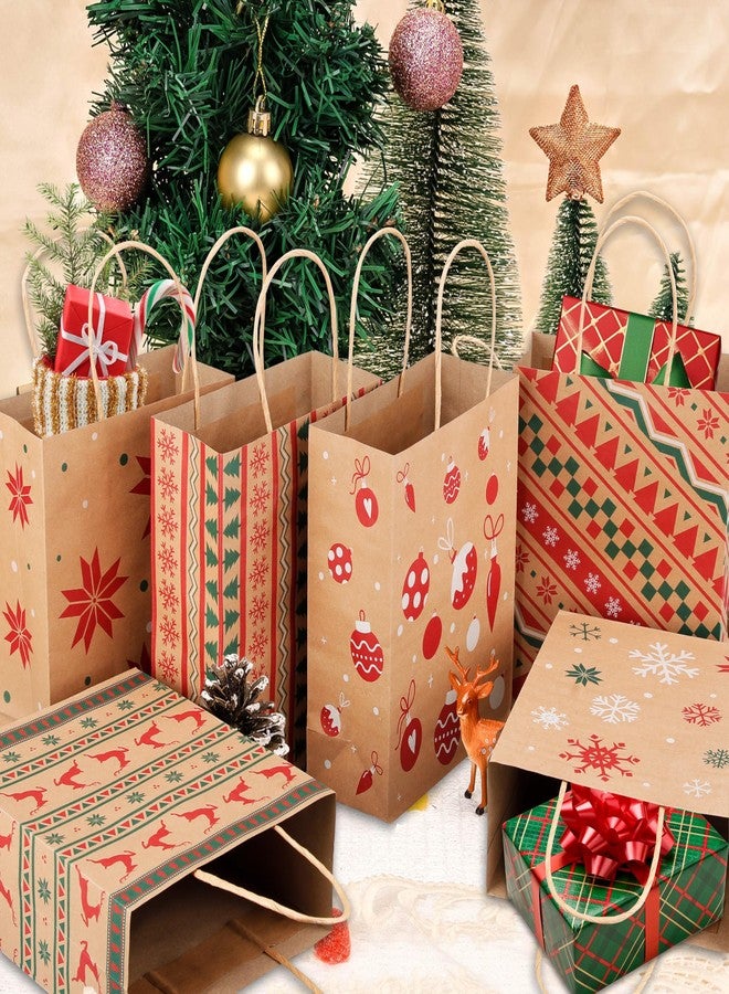 Sadoup 24 PCS Christmas Kraft Gift Bags with Handles,Treat Bags for Gifts,Cookies,Candy,Holiday Goodies Wrapping,for Xmas Holiday Presents Wrapping,9"x7.3"x3.3" - Image 5