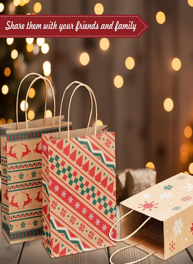 Sadoup 24 PCS Christmas Kraft Gift Bags with Handles,Treat Bags for Gifts,Cookies,Candy,Holiday Goodies Wrapping,for Xmas Holiday Presents Wrapping,9"x7.3"x3.3" - Image 3
