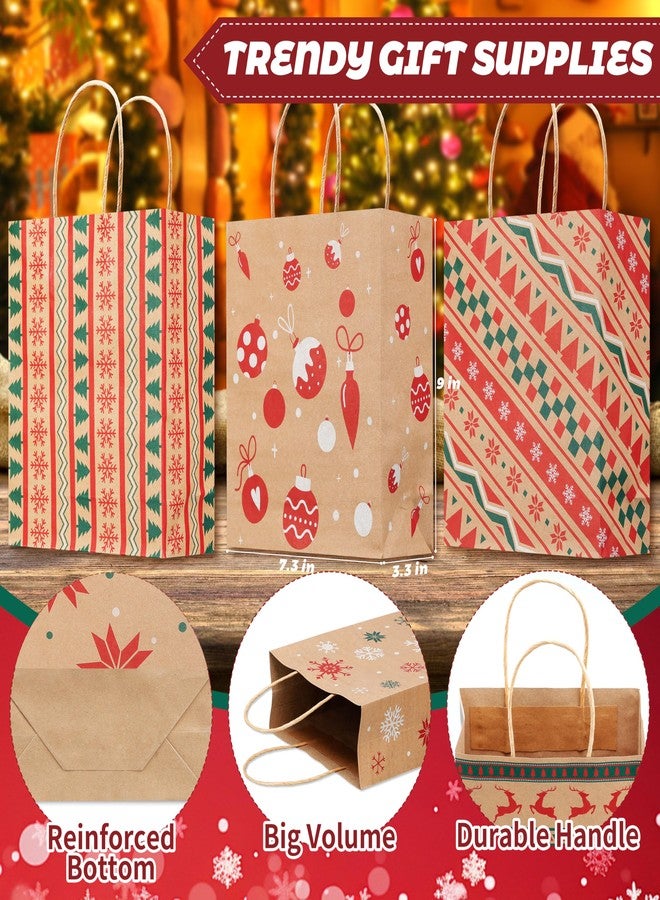 Sadoup 24 PCS Christmas Kraft Gift Bags with Handles,Treat Bags for Gifts,Cookies,Candy,Holiday Goodies Wrapping,for Xmas Holiday Presents Wrapping,9"x7.3"x3.3" - Image 4