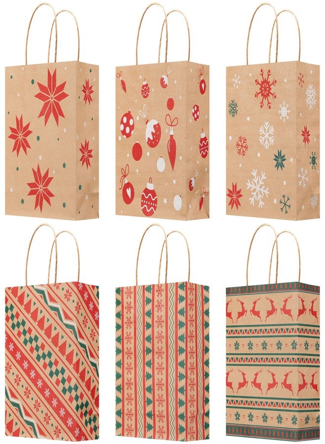 Sadoup 24 PCS Christmas Kraft Gift Bags with Handles,Treat Bags for Gifts,Cookies,Candy,Holiday Goodies Wrapping,for Xmas Holiday Presents Wrapping,9"x7.3"x3.3" - Image 1
