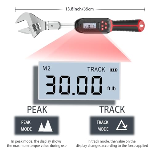 VANPO Hvac Torque Wrench 2.2-44.2 ft.lb/3-60 N.m, 9×12 mm Open End, 38 mm Adjustable Jaw, Accuracy ±2%, LED and Buzzer Notification, Adjustable Torque Wrench for Mini Split AC, Pipeline - Image 3