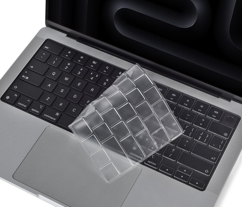 CaseBuy Premium Keyboard Cover Ultra Thin Protector Skin for 2025-2022 MacBook Air 15" 13.6" M4 M3 M2 Chip A3241 A3114 A2941 A3240 A3113 A2681, 2025-2021 MacBook Pro 14 16 inch M5 M4 M3 M2 M1 Pro/Max, Clear - Image 1