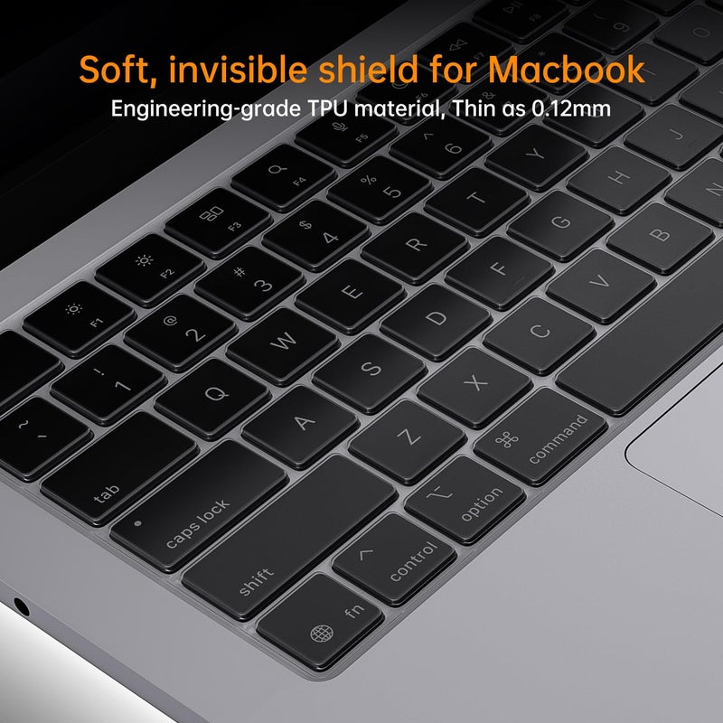 CaseBuy Premium Keyboard Cover Ultra Thin Protector Skin for 2025-2022 MacBook Air 15" 13.6" M4 M3 M2 Chip A3241 A3114 A2941 A3240 A3113 A2681, 2025-2021 MacBook Pro 14 16 inch M5 M4 M3 M2 M1 Pro/Max, Clear - Image 5