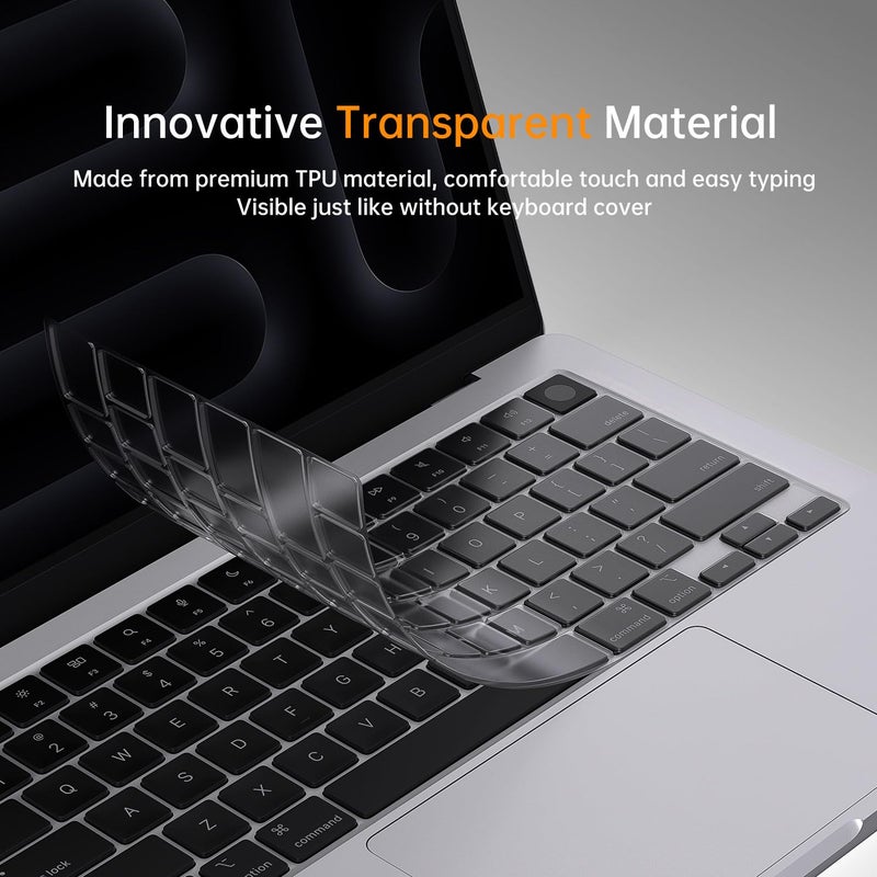 CaseBuy Premium Keyboard Cover Ultra Thin Protector Skin for 2025-2022 MacBook Air 15" 13.6" M4 M3 M2 Chip A3241 A3114 A2941 A3240 A3113 A2681, 2025-2021 MacBook Pro 14 16 inch M5 M4 M3 M2 M1 Pro/Max, Clear - Image 4