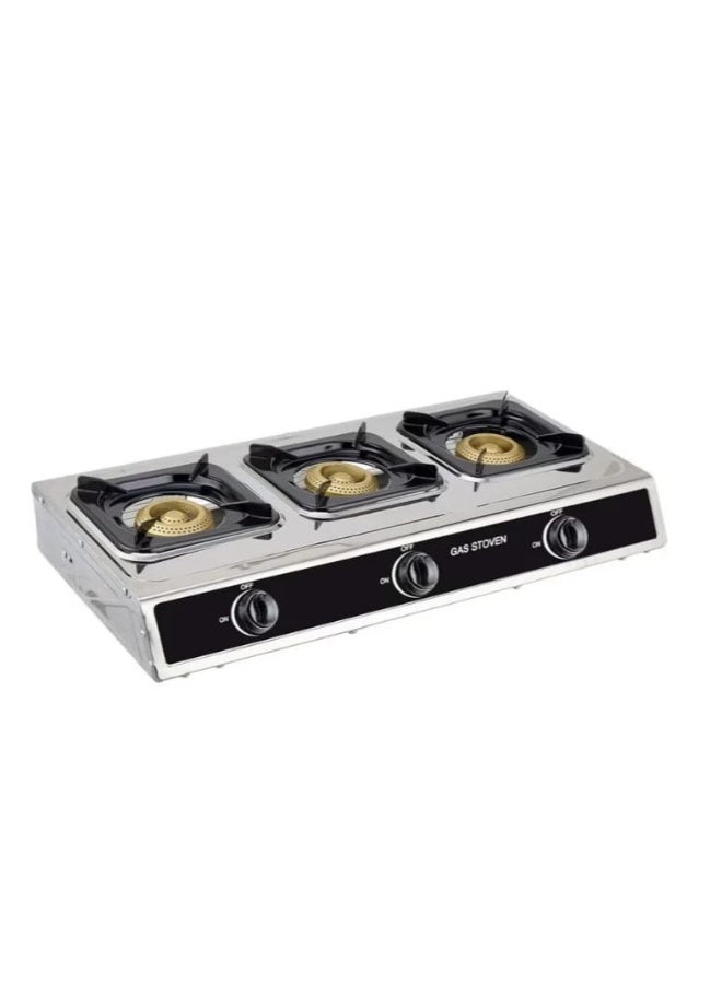 3-Burner Stainless Steel Gas Stove – Automatic Piezo Ignition, High-Efficiency Brass Burners, Rust-Resistant Design, Easy to Clean – Ideal for Home & Commercial Use - Image 2