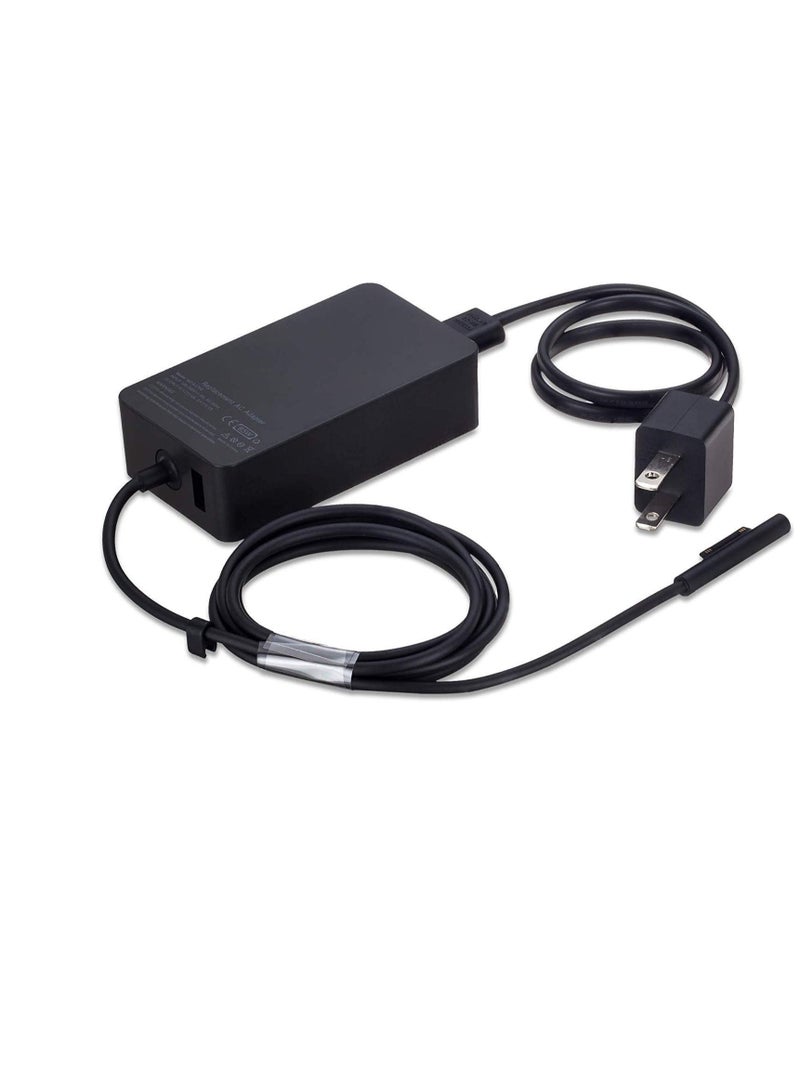 Terabyte 65W 15V 4A Surface Book AC Adapter Charger fit for Microsoft Model 1706 Tablet Power Supply Jack 6Ft Cord with USB - Image 1