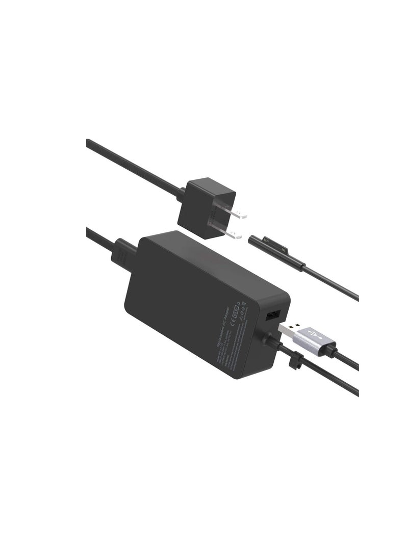 Terabyte 65W 15V 4A Surface Book AC Adapter Charger fit for Microsoft Model 1706 Tablet Power Supply Jack 6Ft Cord with USB - Image 3