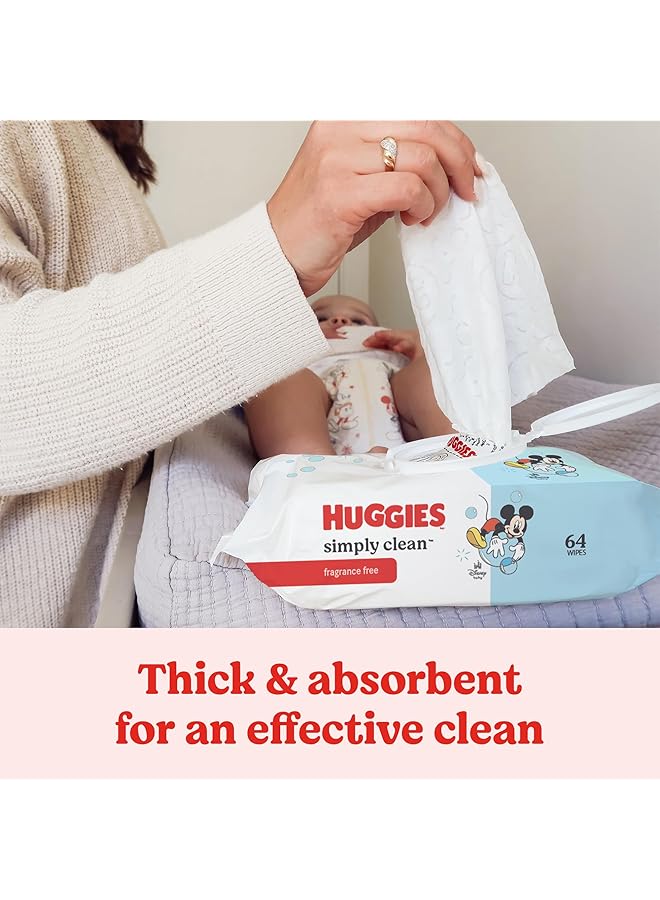 HUGGIES Simply Clean Fragrance Free Baby Wipes Unscented Diaper Wipes 1 Flip Top Pack (64 Wipes Total) - Image 5