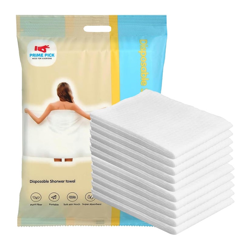 PRIME PICK Disposable Non Woven Shower Towel Luxurious Comfort for Face Body Use Ecofriendly Towels for Bath Hygienic Travel Essentials Ideal for Hospital Hotel Spa Beauty Parlour Pack of 10