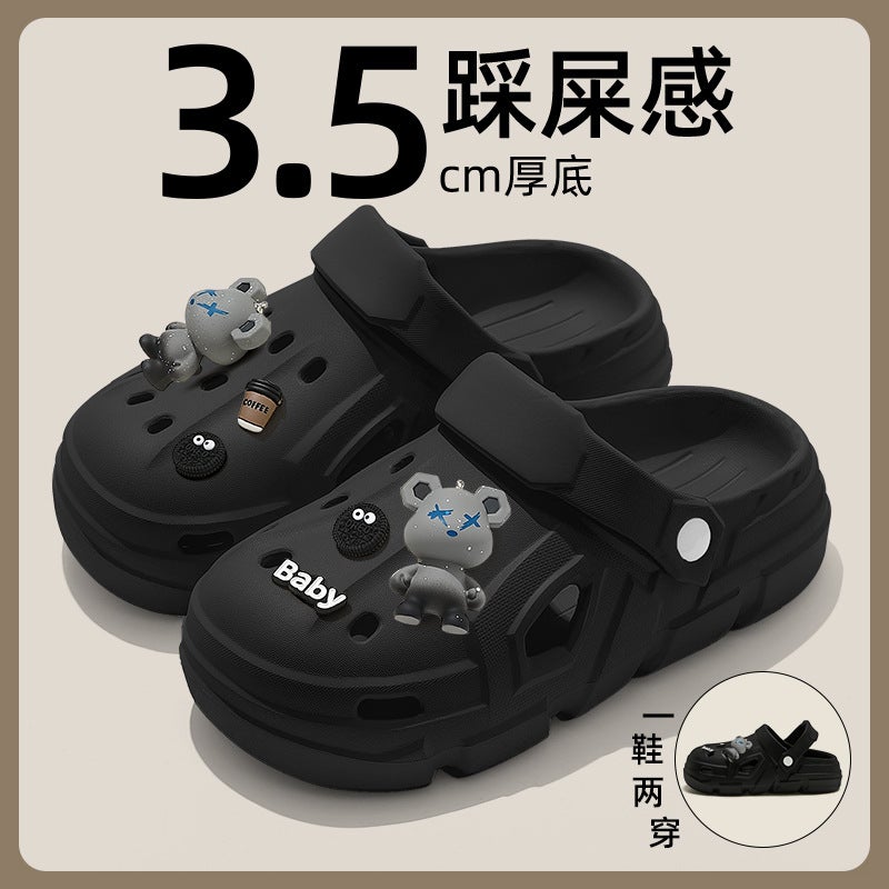 Cave Shoes Men's Summer Outer Wear Couple's Thick Sole Non-slip Indoor Household Beach Baotou Slippers Women's Summer Wholesale - Image 3