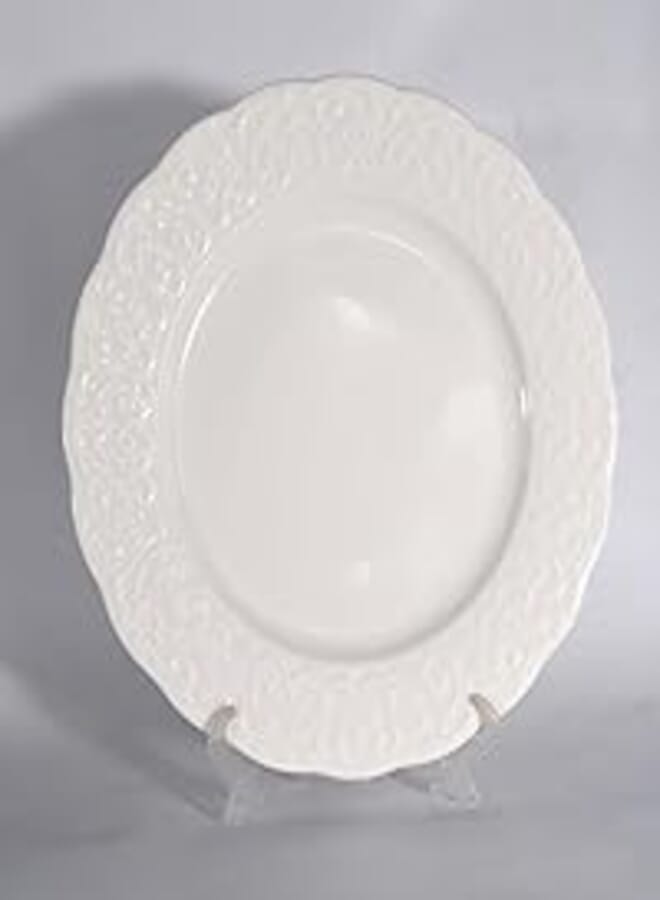 Kutahya KUTAHYA Flat Plate, Bone Porcelain 25 cm - "Off White Flower"