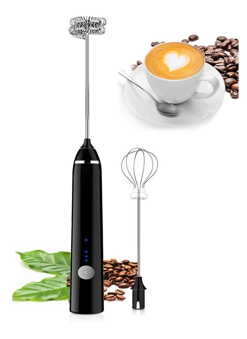 ELTRAZONE Handheld  3 In 1; Electric Foam Maker, Egg Beater, Drink Mixer. USB Rechargeable, Mini Blender For Coffee Latte Cappuccino Hot Chocolate, Black - Image 1