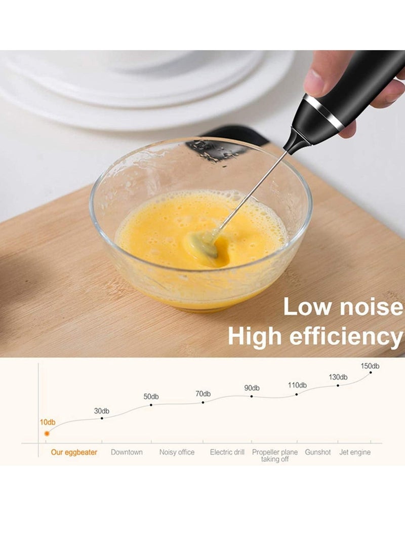 ELTRAZONE Handheld  3 In 1; Electric Foam Maker, Egg Beater, Drink Mixer. USB Rechargeable, Mini Blender For Coffee Latte Cappuccino Hot Chocolate, Black - Image 5