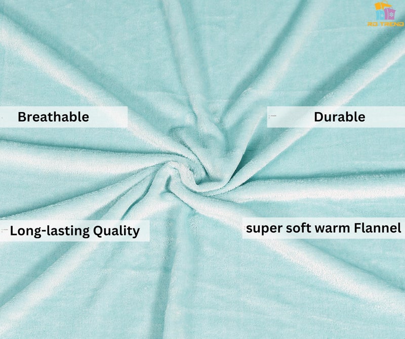 RD TREND 250 Gsm Flannel Warm Bedsheets For Winter Single Flat Size (60X90 Inches) With 1 Pillow Cover 210 TC Size (18X28 Inches) Color-Aqua - Image 4