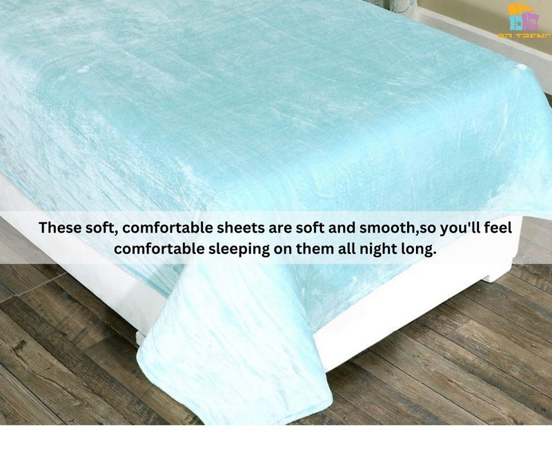 RD TREND 250 Gsm Flannel Warm Bedsheets For Winter Single Flat Size (60X90 Inches) With 1 Pillow Cover 210 TC Size (18X28 Inches) Color-Aqua - Image 5