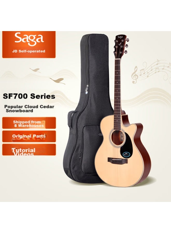 Saga Guitar Spruce Top Sa700c Natural Wood Color, 40-inch, Beginner Entry-level Acoustic Guitar, Gift Package With Teaching Materials