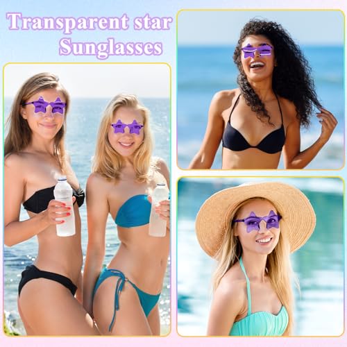 NACHLYNN 6 Pcs Pentagram Glasses Purple Rimless Star Shaped Sunglasses Transparent Sunglasses for Party Costumes Cosplay - Image 4