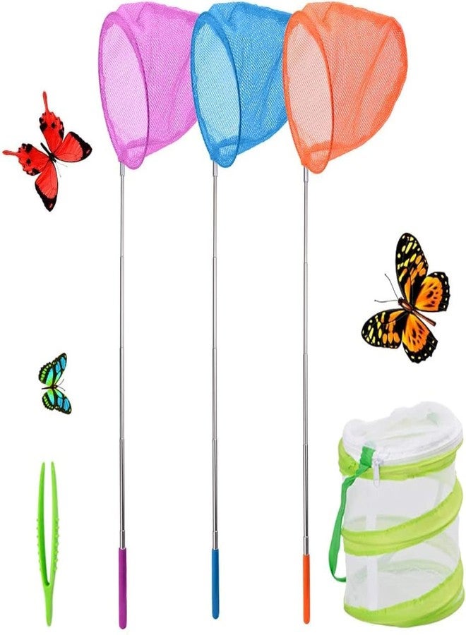 SEISSO Telescopic Butterfly Nets for Kids 3 Packs, Outdoor Explorer Catching Kits Including Catching Nets/Insect Mesh Cage/Tweezer,Great for Catching Insects Bugs Fishing, Extendable 34 inch - Image 1