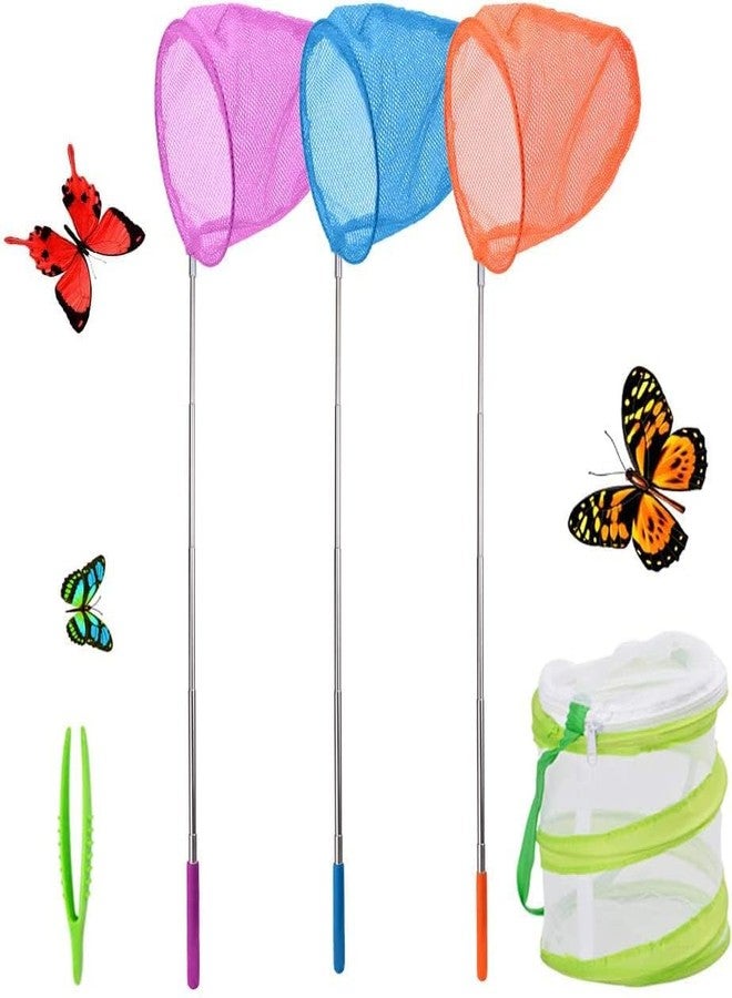 SEISSO Telescopic Butterfly Nets for Kids 3 Packs, Outdoor Explorer Catching Kits Including Catching Nets/Insect Mesh Cage/Tweezer,Great for Catching Insects Bugs Fishing, Extendable 34 inch - Image 2