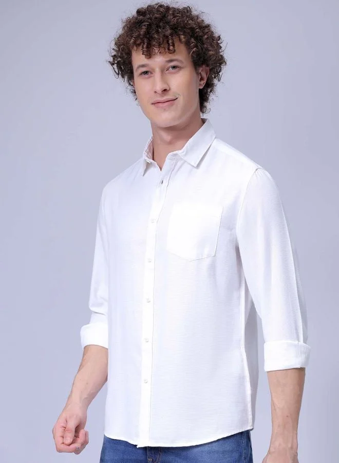 شركة المرآب الهندية Men Regular Fit Solid Full Sleeves Cutaway Collar Resort Wear Shirt