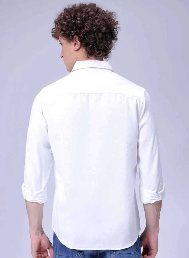 شركة المرآب الهندية Men Regular Fit Solid Full Sleeves Cutaway Collar Resort Wear Shirt