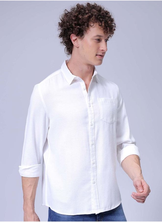 The Indian Garage Co Men Regular Fit Solid Full Sleeves Cutaway Collar Resort Wear Shirt  - Image 4